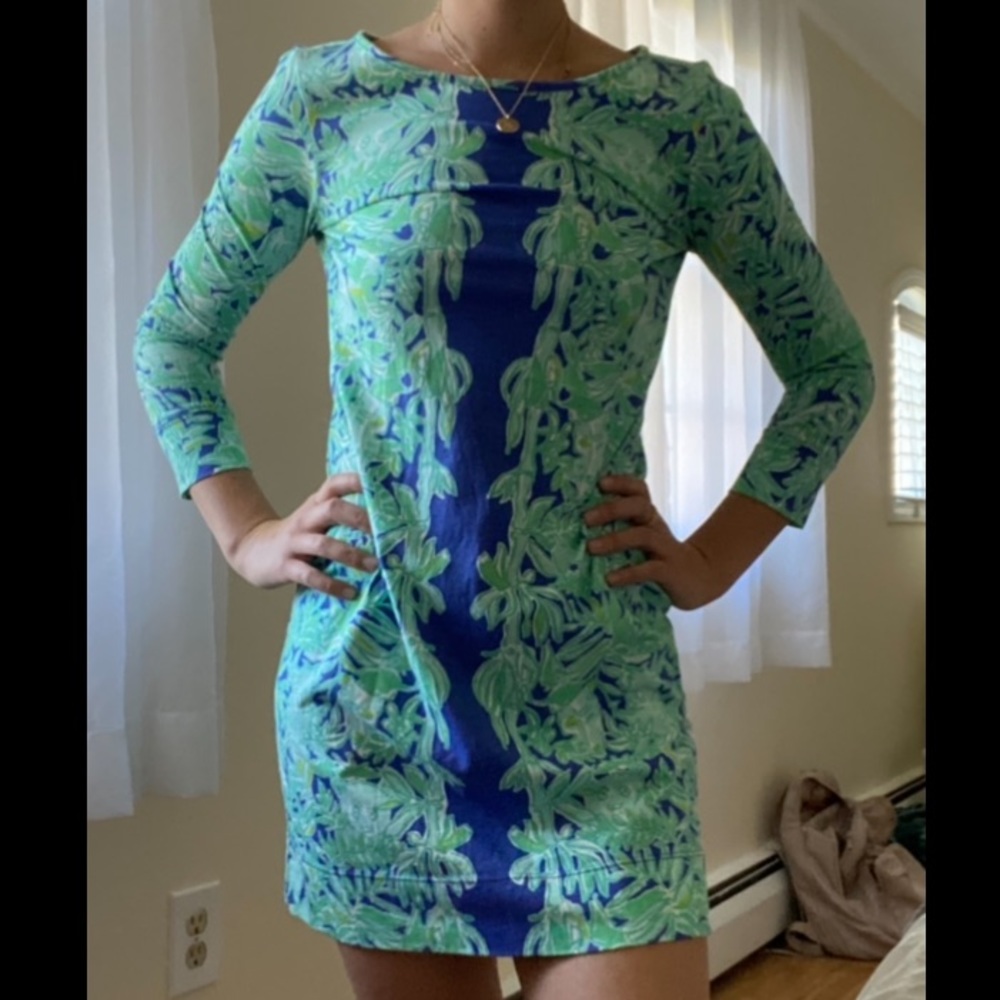 Lily Pulitzer green print cotton shift dress- brand new!!